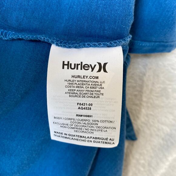 Hurley Tiger Tree Tank Top Women M Teal Blue Biker Cottagecore Raw Hem Beach NWT - Picture 9 of 10